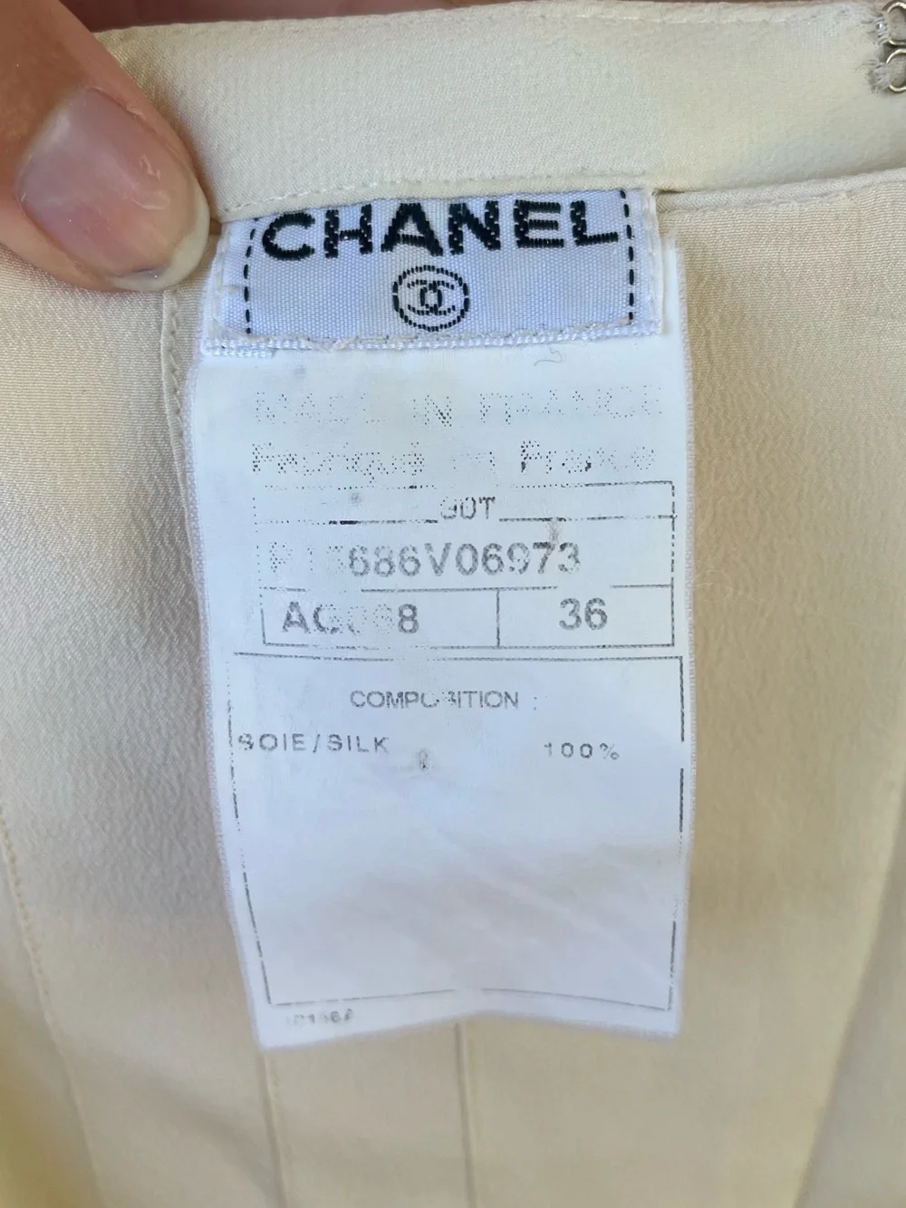 Vintage CHANEL Cream Pleated Midi Skirt